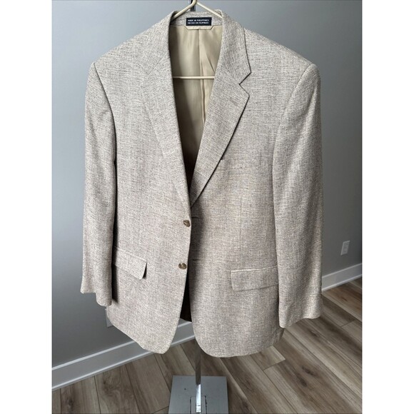 Mens Blazer 40R Tan Silk Tweed Towncraft Sport Coat Jacket Business Casual Light - Picture 1 of 13